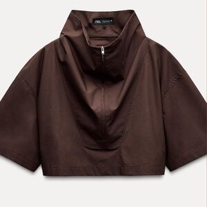 NWT ZARA CROP POPLIN SHIRT